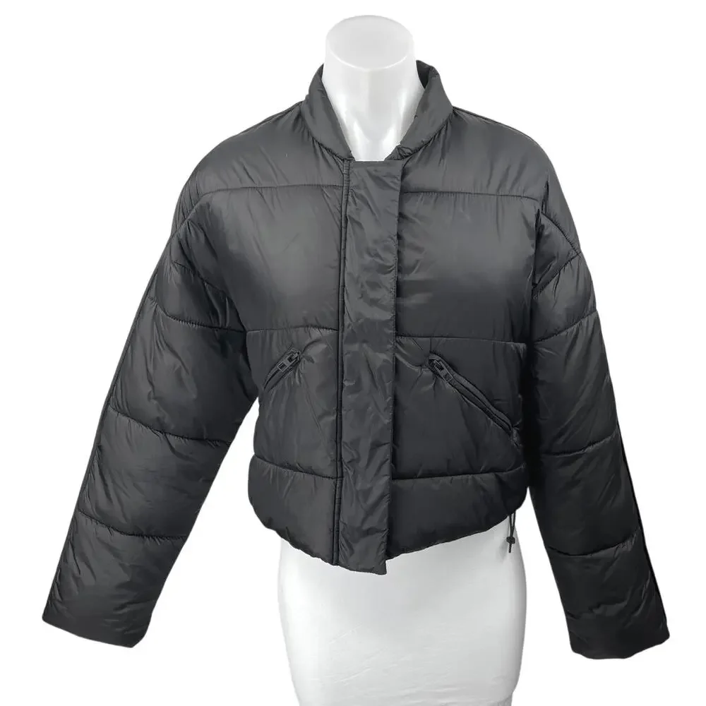 Zara Women's Black Long Sleeve Quilted Puffer Outdoor Winter Coat Jacket Size S